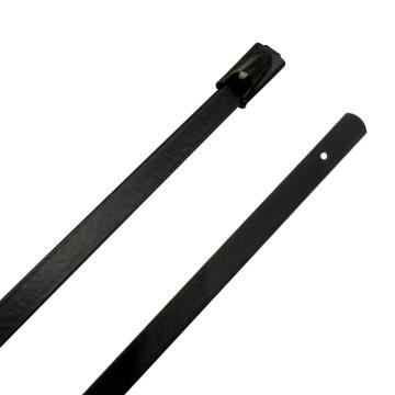 11.8" 300lb 316 Stainless Steel Zip Cable Tie Black Polyester Coated
